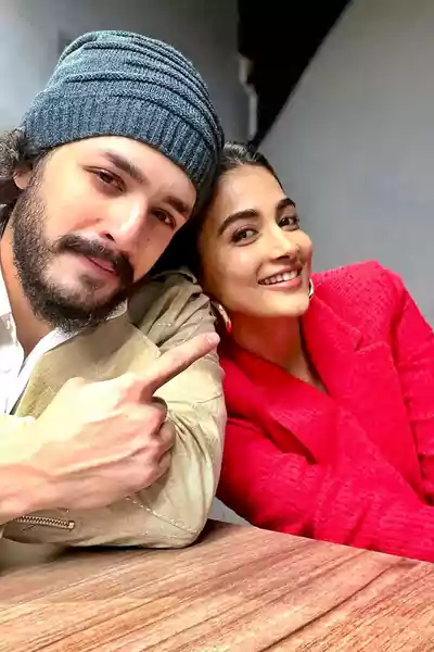 Akhil Akkineni with pooja hegde