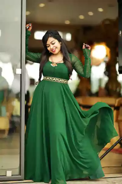 Meghashree in green dress