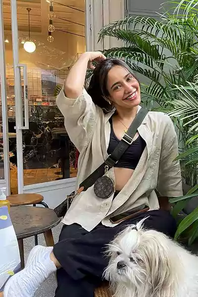 Neha Sharma with her dog