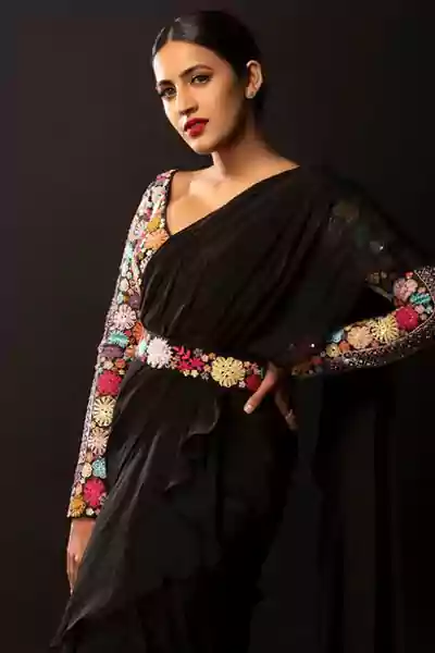 Niharika Konidela in black saree