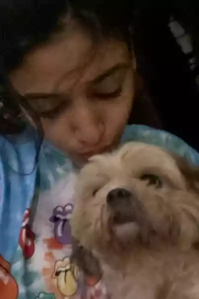 Oviya with her dog