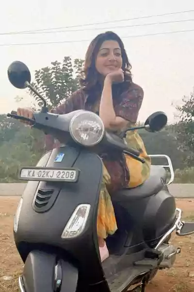 PRANITHA SUBHASH on scooter